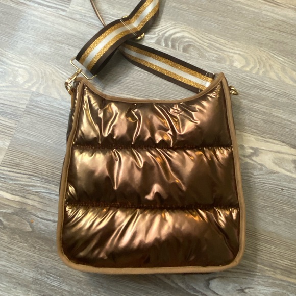 ahdorned Bags Bronze Ahdorned Metallic Quilted Puffy Bag Poshmark